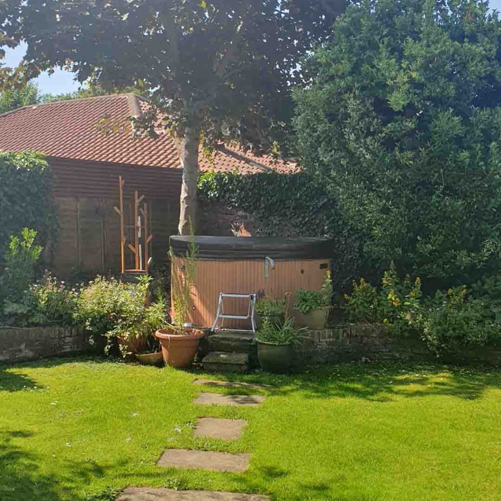 Hot tub garden view